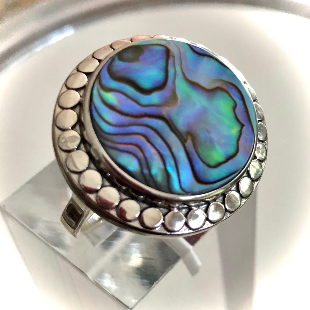 Abalone Shell & Sterling Ring SZ 10